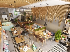 Model 3dmax nội thất quán cà phê hiện đại 2021