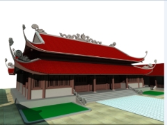Model 3dmax thiết kế phối cảnh chùa