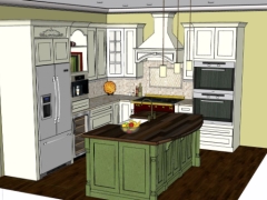 Model bản vẽ nội thất phòng bếp sang xịn