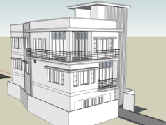 Model bản vẽ thiết kế .skp nhà biệt thự 2 tầng 2021