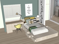Model bản vẽ thiết kế nội thất phòng ngủ đơn giản nhất