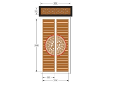Model cnc cổng 2 cánh trống đồng và ô thoáng bông tuyết