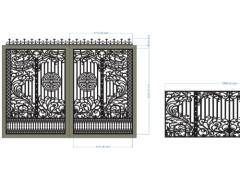 Model cnc cổng 2 cánh và hàng rào dxf