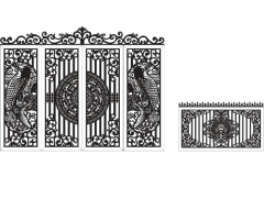 Model cnc cổng 4 cánh cá chép và hàng rào