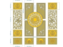 Model cnc cổng 4 cánh hoa văn