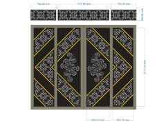 Model cnc cổng 4 cánh hoa văn và ô thoáng đẹp dxf