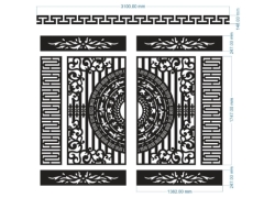 Model cnc cổng 4 cánh trống có vòm