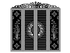 Model cnc cổng 4 cánh trúc trống đồng có vòm