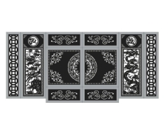 Model cnc cổng 6 cánh tài lộc trống đồng