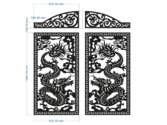 Model cnc dwg cổng 2 cánh rồng tuyệt đẹp