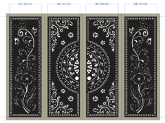 Model cổng 4 cánh cnc trống đồng và hoa