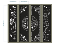 Model cổng 4 cánh trúc và dừa cnc