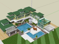Model dựng khu nghỉ dưỡng 3 tầng khổ đất 45x56m
