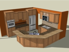 Model dựng nội thất phòng bếp sang trọng
