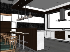 Model dựng thiết kế su 3d nội thất phòng khách bếp