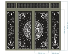 Model dxf cnc cổng 4 cánh trúc có ô thoáng