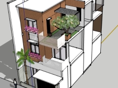 Model mẫu thiết kế nhà phố 3 tầng 6x13m file 3dsu