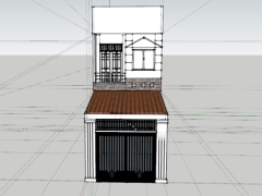 Model nhà 2 tầng, lệch tầng 1 kích thước 4x19.5m