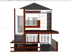 Model nhà ở phố 2 tầng được mẫu đẹp trên .skp diện tích xây dựng 9.1x20.7m