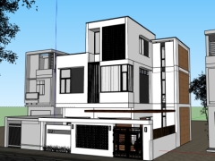 Model nhà ở phố 3 tầng 9x12.5m - model .skp 2021