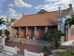 Model phối cảnh ngoại thất Nhà thờ họ 3 gian Bắc Ninh 3DMAX