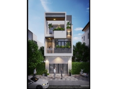 Model Revit 2020 thiết kế nhà phố 3 tầng kích thước 4.9x18.8m (3D Kiến Trúc)