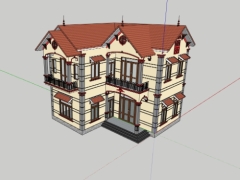 Model sketchp mẫu nhà phố 2 tầng kích thước 10x10.2m