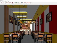 Model Sketchup - Vray phối cảnh nội thất cửa hàng đồ ăn nhanh