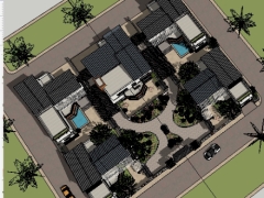 Model sketchup 2014 thiết kế kiến trúc khu nhà ở biệt thự cao cấp