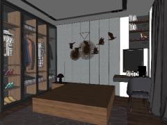 Model Sketchup 2020 nội thất phòng ngủ cho căn hộ chung cư