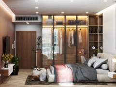 Model sketchup 2020, vray 4.1 nội thất phòng ngủ bố trí hợp lý
