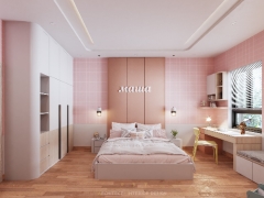 Model sketchup 2020 + vray 4.2 nội thất phòng ngủ bé gái đẹp mắt