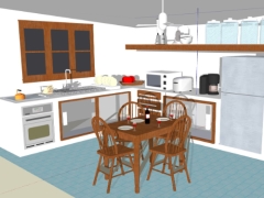 Model sketchup bản vẽ nội thất phòng bếp đẹp sang trọng