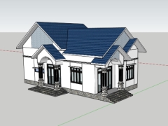 Model sketchup biệt thự cấp 1 tầng 8.1x16m mái thái