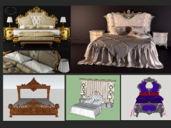 Model sketchup các mẫu giường Tân cổ điển cực đẹp (27 mẫu)