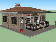 Model sketchup cửa hàng cà phê bar