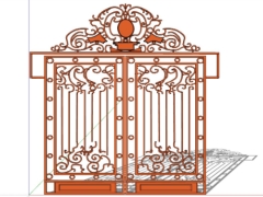Model sketchup cửa sắt cổng 2 cánh cnc