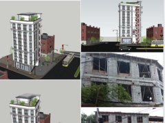 Model Sketchup dựng bản vẽ tòa nhà văn phòng chung cư căn hộ cho thuê