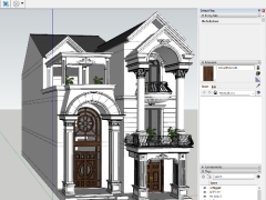 Model sketchup dựng bao cảnh ngoại thất Biệt thự 3 tầng tân cổ điển 9.5x20m 