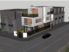 Model sketchup file phối cảnh mẫu nhà phố 2 tầng 1 tum 4.8x15m