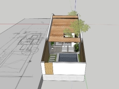 Model sketchup homestay kích thước 5x20m
