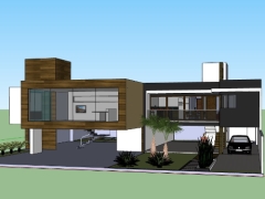 Model sketchup mẫu biệt thự 2 tầng 21x17m model sketchup