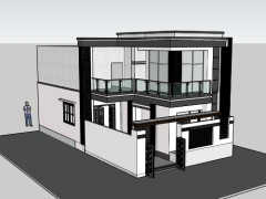 Model sketchup mẫu biệt thự 2 tầng 6.5x12.2m