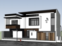 Model sketchup mẫu biệt thự 2 tầng 8.5x19.5m