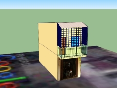 Model sketchup mẫu nhà phố 2 tầng 3.7x10.2m