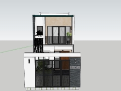 Model sketchup mẫu nhà phố 2 tầng 4.5x20m
