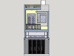 Model sketchup mẫu nhà phố 2 tầng 4x11.9m
