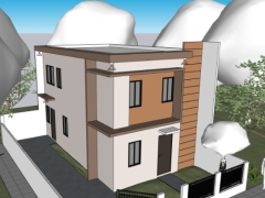 Model sketchup mẫu nhà phố 2 tầng 5.3x9m