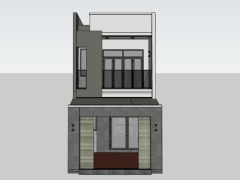 Model sketchup mẫu nhà phố 2 tầng 5x17.5m