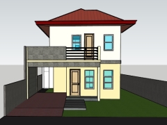 Model sketchup mẫu nhà phố 2 tầng 6.2x13.9m